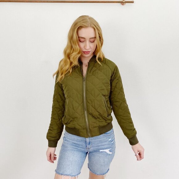 Forever 21 Quilted Dolan Puffer Lettermans Jacket Small - Picture 3 of 5